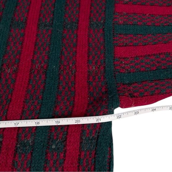 McGeorge vintage Scottish Shetland Wool Red Green Striped mens large Sweater - Picture 4 of 6